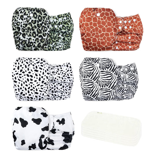 Wegreeco Cloth Diapers 5 Pack with Inserts for Eco-Friendly Care