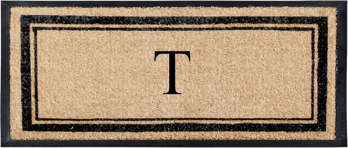 Natural Coir & Rubber Hand Flocked Large Monogrammed Door Mat