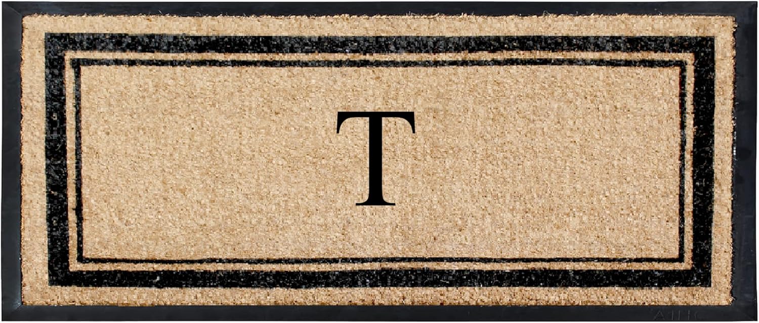 Natural Coir & Rubber Hand Flocked Large Monogrammed Door Mat