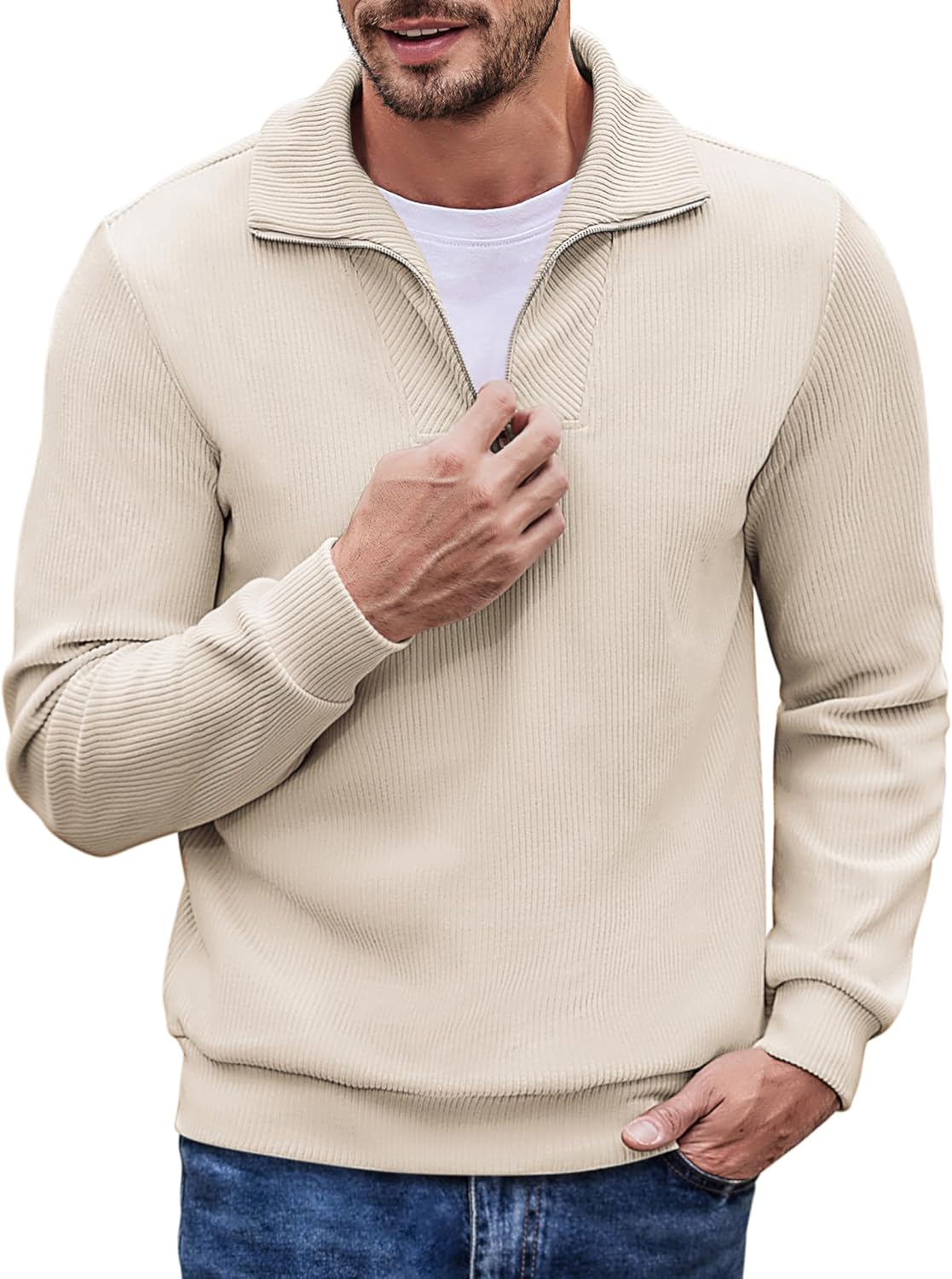 COOFANDY Men's Quarter Zip Pullover for Casual Style and Comfort
