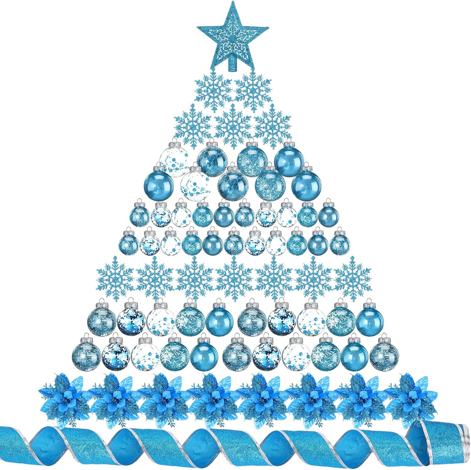74 Pcs Blue Christmas Ball Ornaments Set for Festive Decor