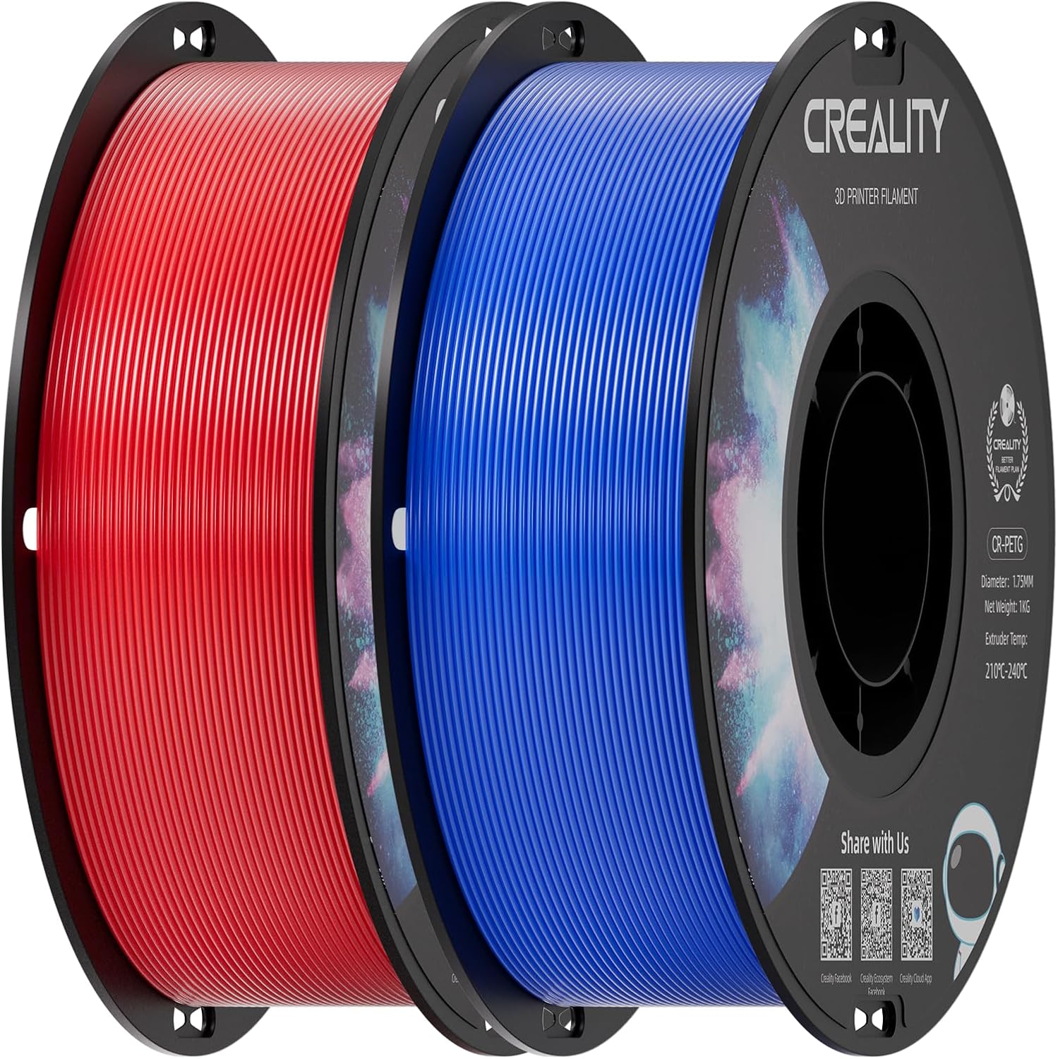 Creality PETG Filament 1.75mm for 3D Printing, 2 Pack 1kg