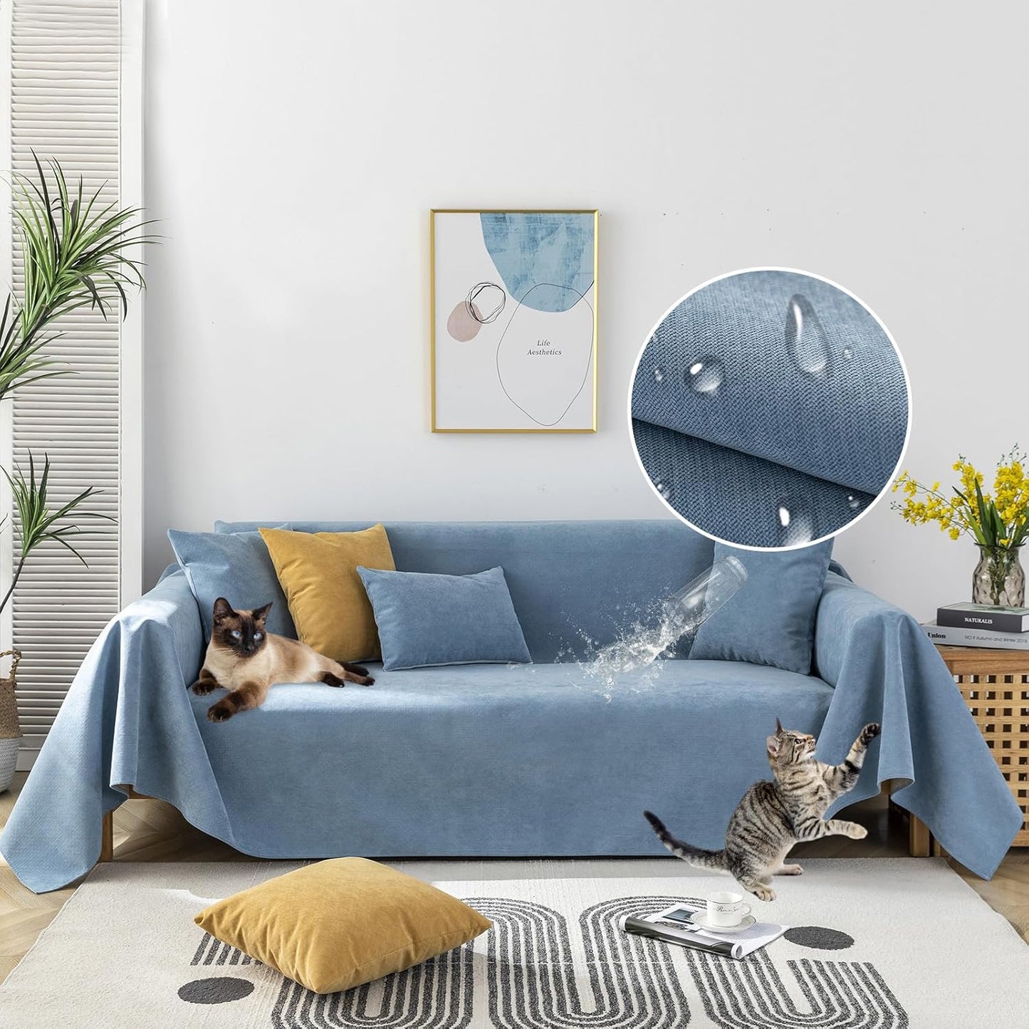 Waterproof Blue Couch Cover for Pets - STACYPIK Sofa Protector