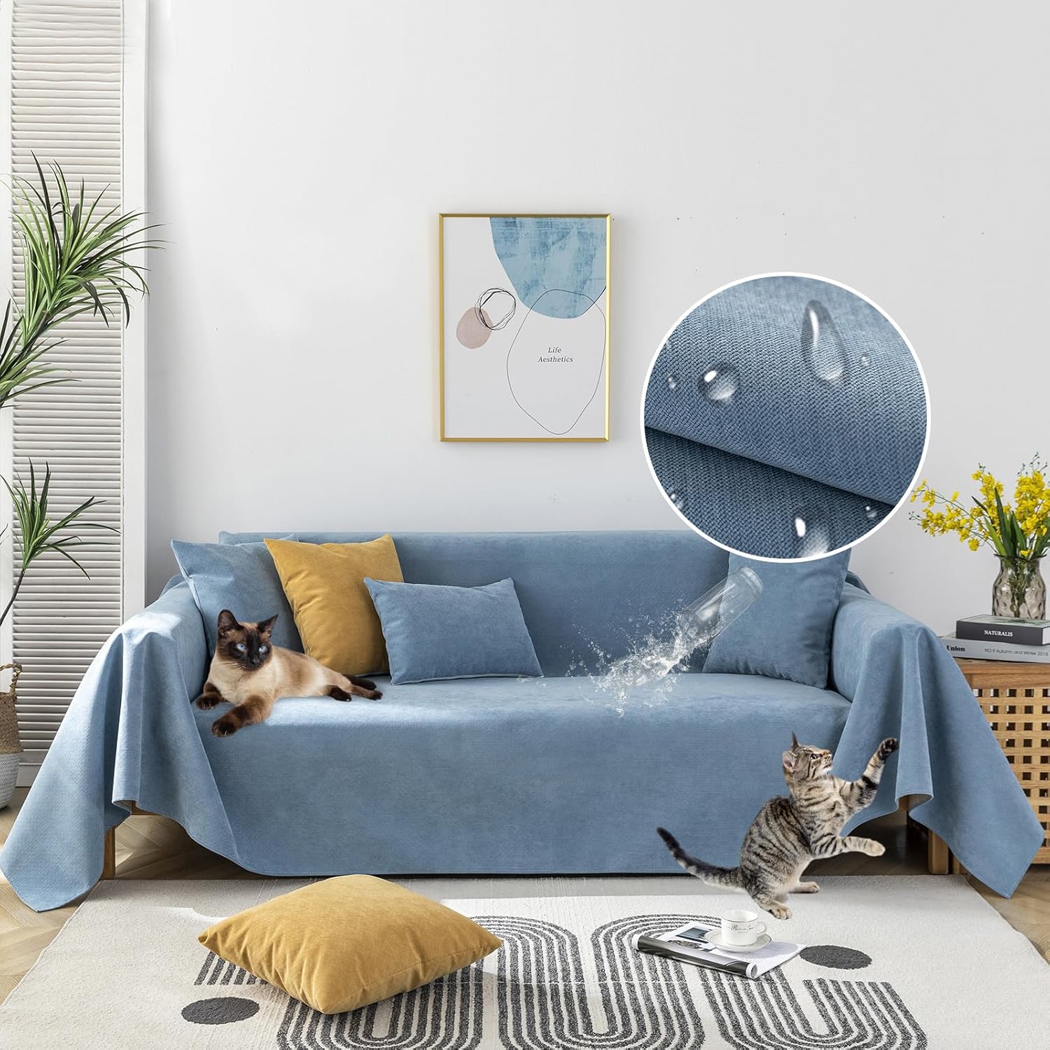 Waterproof Blue Couch Cover for Pets - STACYPIK Sofa Protector