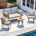 Patio Furniture Set 4 Pieces Boho Wicker Bistro Set - Cozy Outdoor