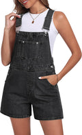 Denim Overall Shorts for Women Casual Adjustable Straps Bib Jean Short