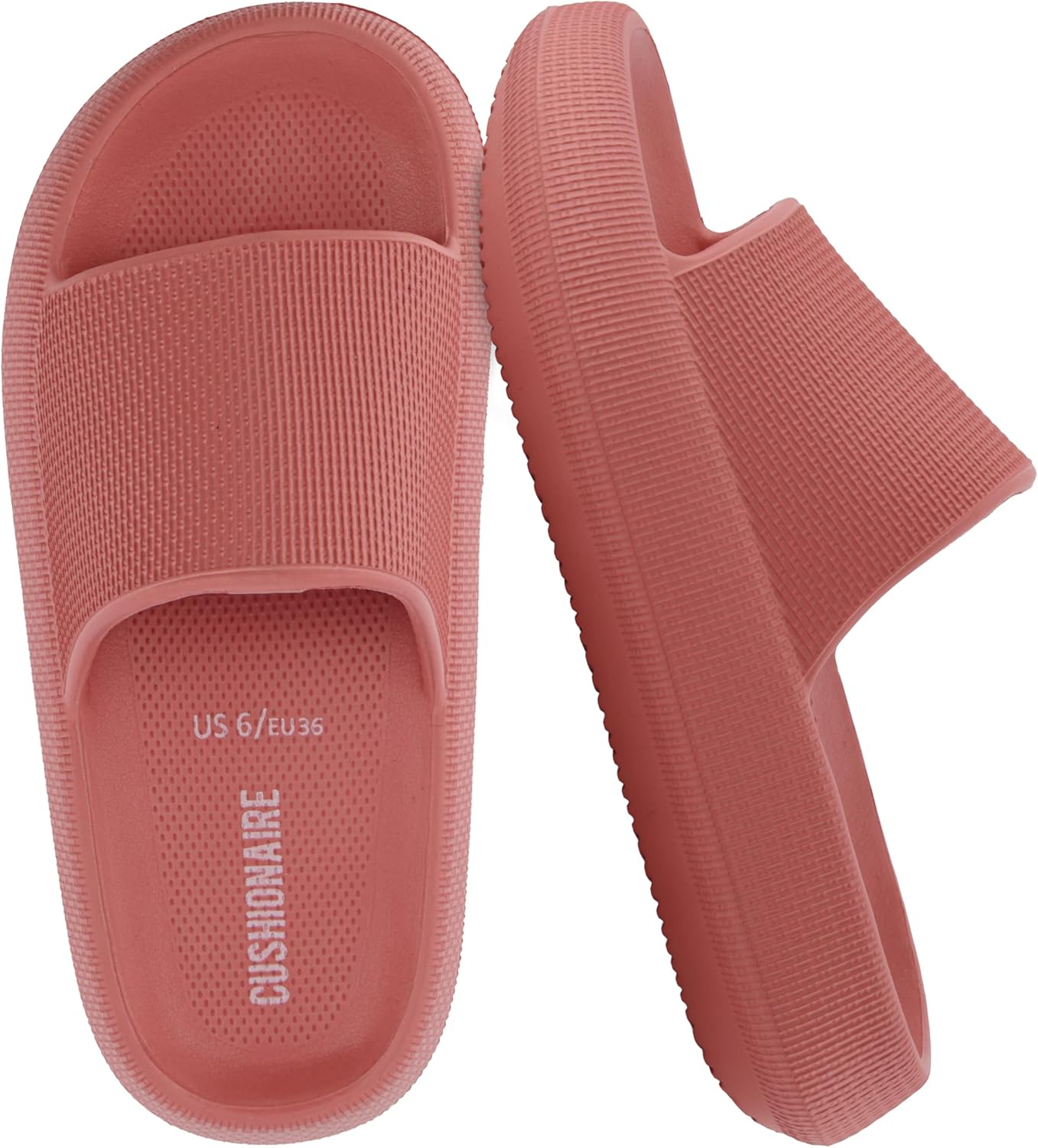 CUSHIONAIRE Feather EVA Slides for Women - Comfortable Slip On