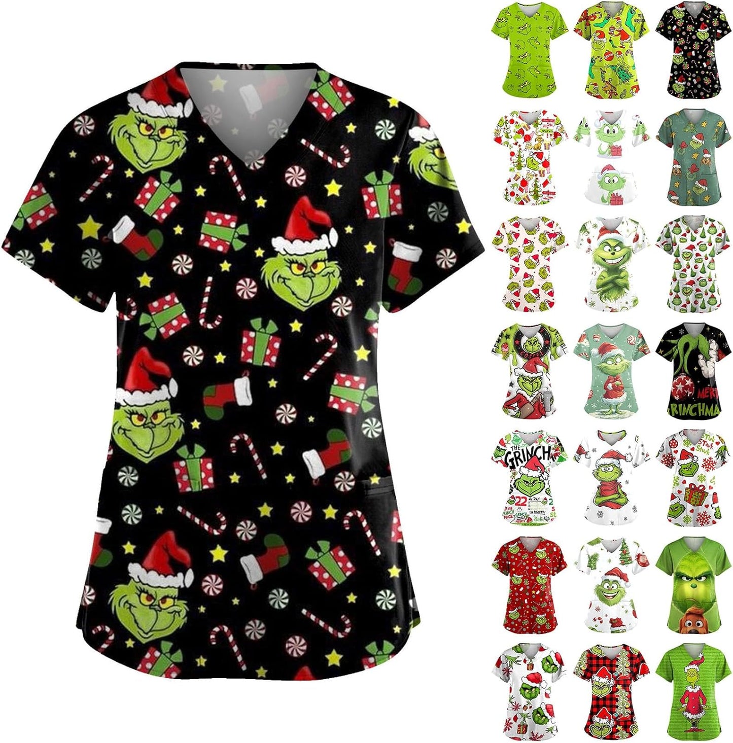 Festive Funny Christmas Nursing Tops - Pockets, V-Neck, Fun Prints!