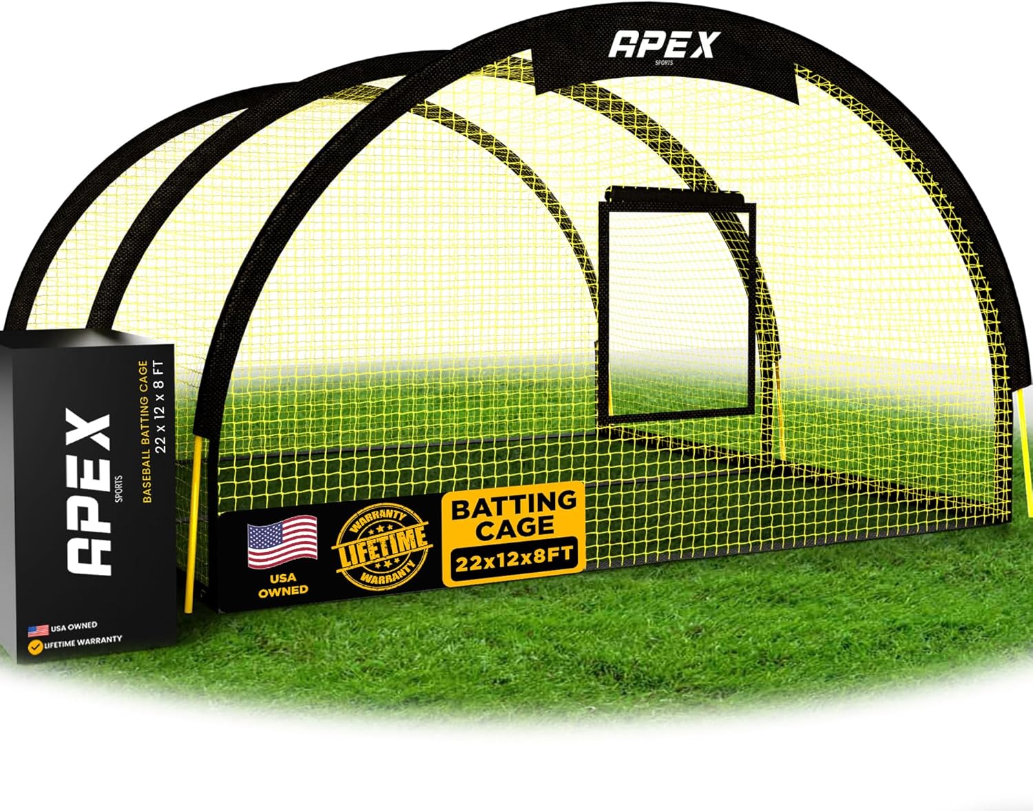 Portable 22ft x 12ft x 8ft Baseball Batting Cage for Practice
