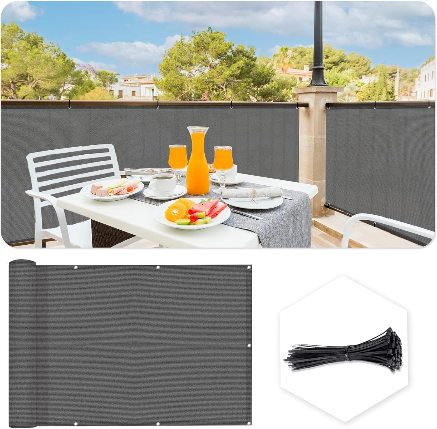 Custom Size Dark Grey Fence Covering Privacy Screen for Yards