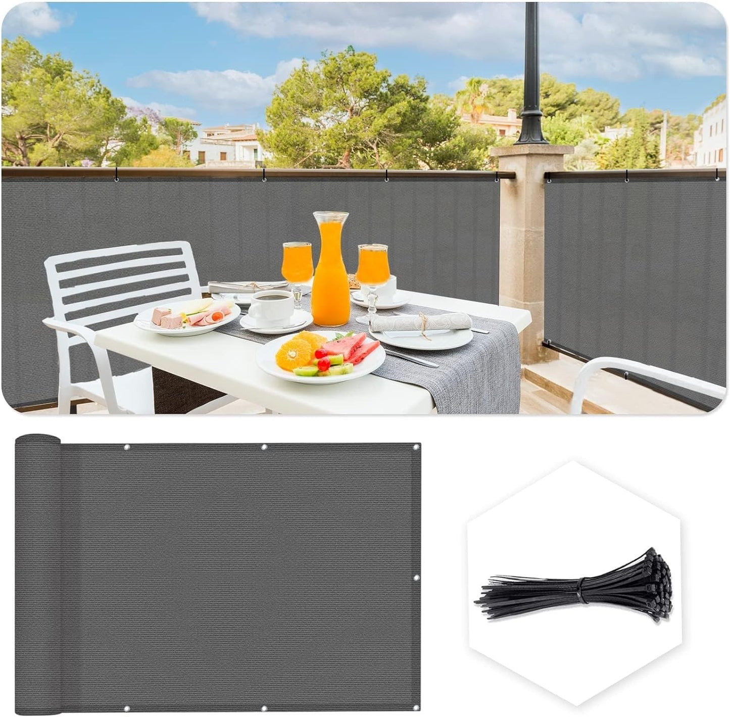 Custom Size Dark Grey Fence Covering Privacy Screen 3ftx25ft
