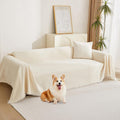 Boho Couch Cover Beige Sofa Slipcover with White Tassel - Durable