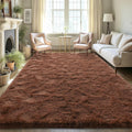 Ultra Soft Indoor Modern Area Rug 6x9 ft - Fluffy Brown