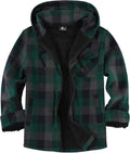 SCODI Men's Flannel Plaid Jacket Sherpa Lined Hooded Zip Up - Warm