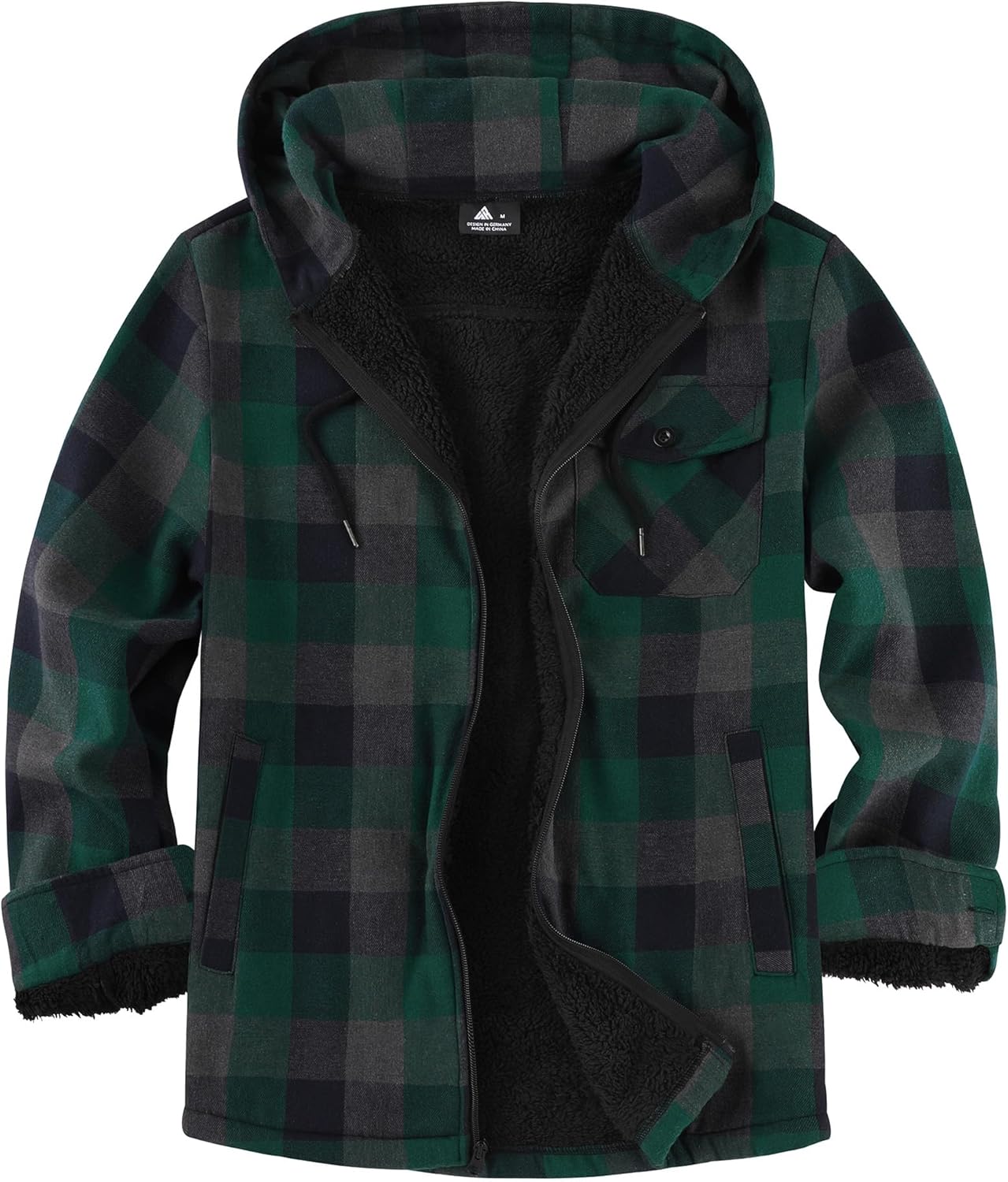 SCODI Men's Flannel Plaid Jacket Warm Sherpa Lined Fleece Hoodies