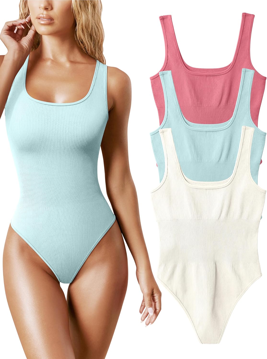 OQQ Women's 3 Piece Bodysuits for Trendy Outfits and Style