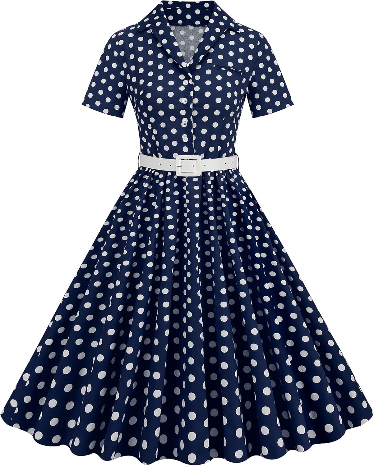 Vintage 1950s Retro Polka Dot Cocktail Party Swing Dress