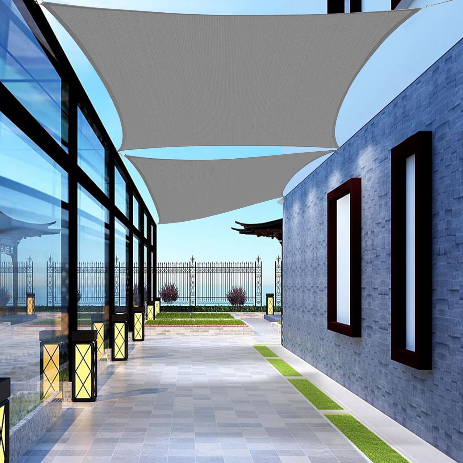 12ft x 12ft Gray Square Sun Shade Sail Canopy for Outdoor Use