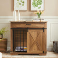 37.8 in Dog Crate Furniture - Rustic Oak Kennel with Storage