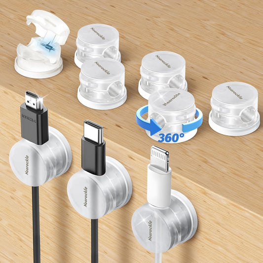 Nearockle 9-Pack Rotating Cable Clips - Tidy Cords Easily!