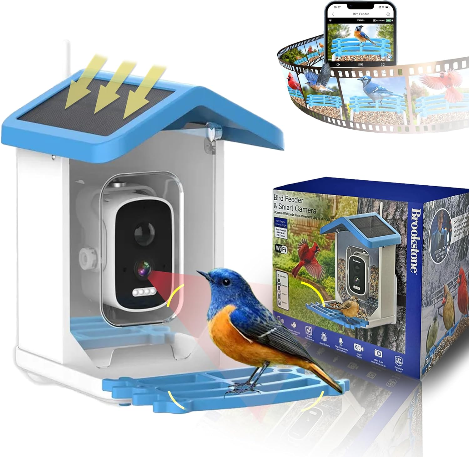 Brookstone Solar Bird Feeder: Ai Species ID, 2K Cam, Alerts