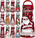 12 Pcs Waterproof Plaid Christmas Aprons - Adjustable Holiday Set