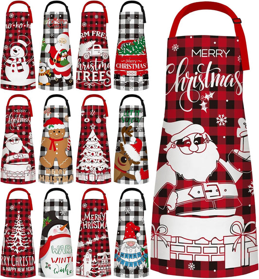 12 Pcs Waterproof Seasonal Aprons for Holiday Cooking Fun