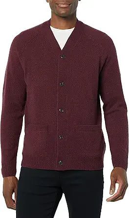 Men's Lambs Wool V-Neck Cardigan Sweater for Cozy Style