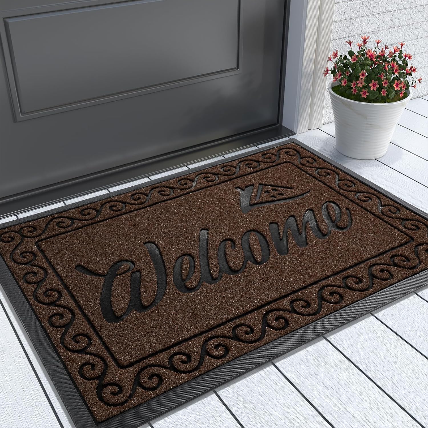 Yimobra Welcome Mat Outdoor Indoor, Heavy Duty Non-Slip Doormat
