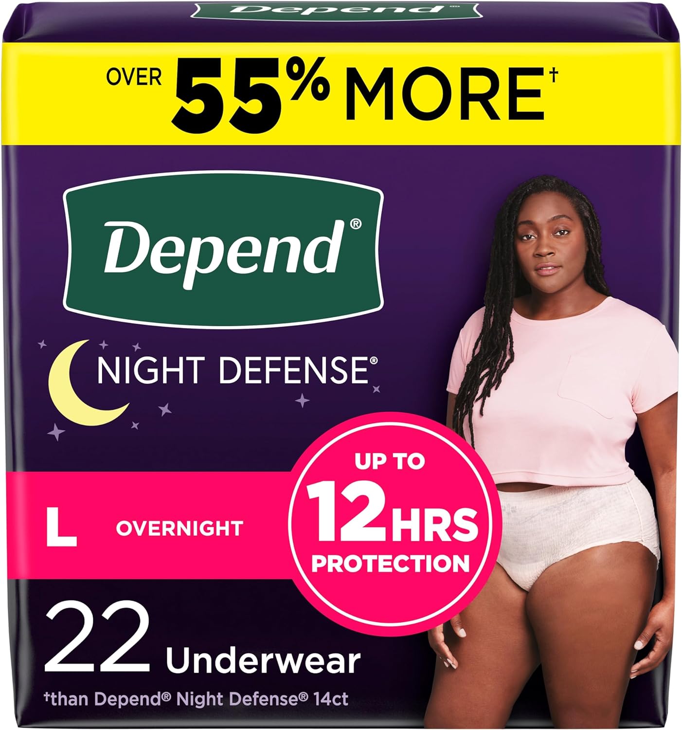 Depend Night Defense Large Blush Underwear - 22 Count