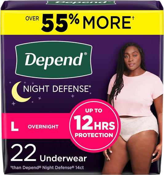 Depend Night Defense Large Blush Underwear - 22 Count