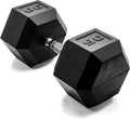 Coated Hex Dumbbell 90 lb Single - Solid Iron Head, Chrome Handle
