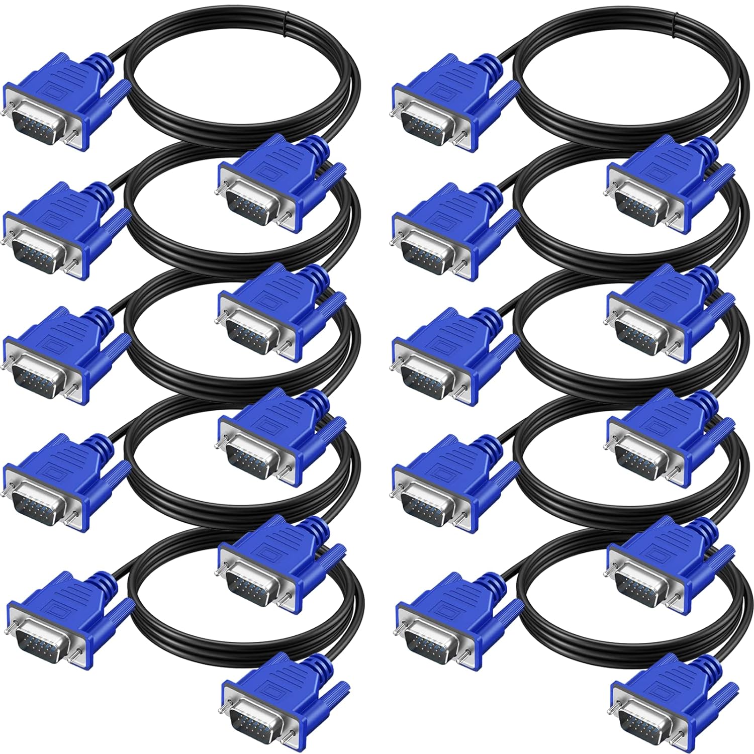 VGA Cable 5 FT 10-Pack for High Resolution Monitors and TVs