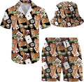 Men's Hawaiian 2 Piece Tracksuit Shirt and Shorts Set - Bucket Hat