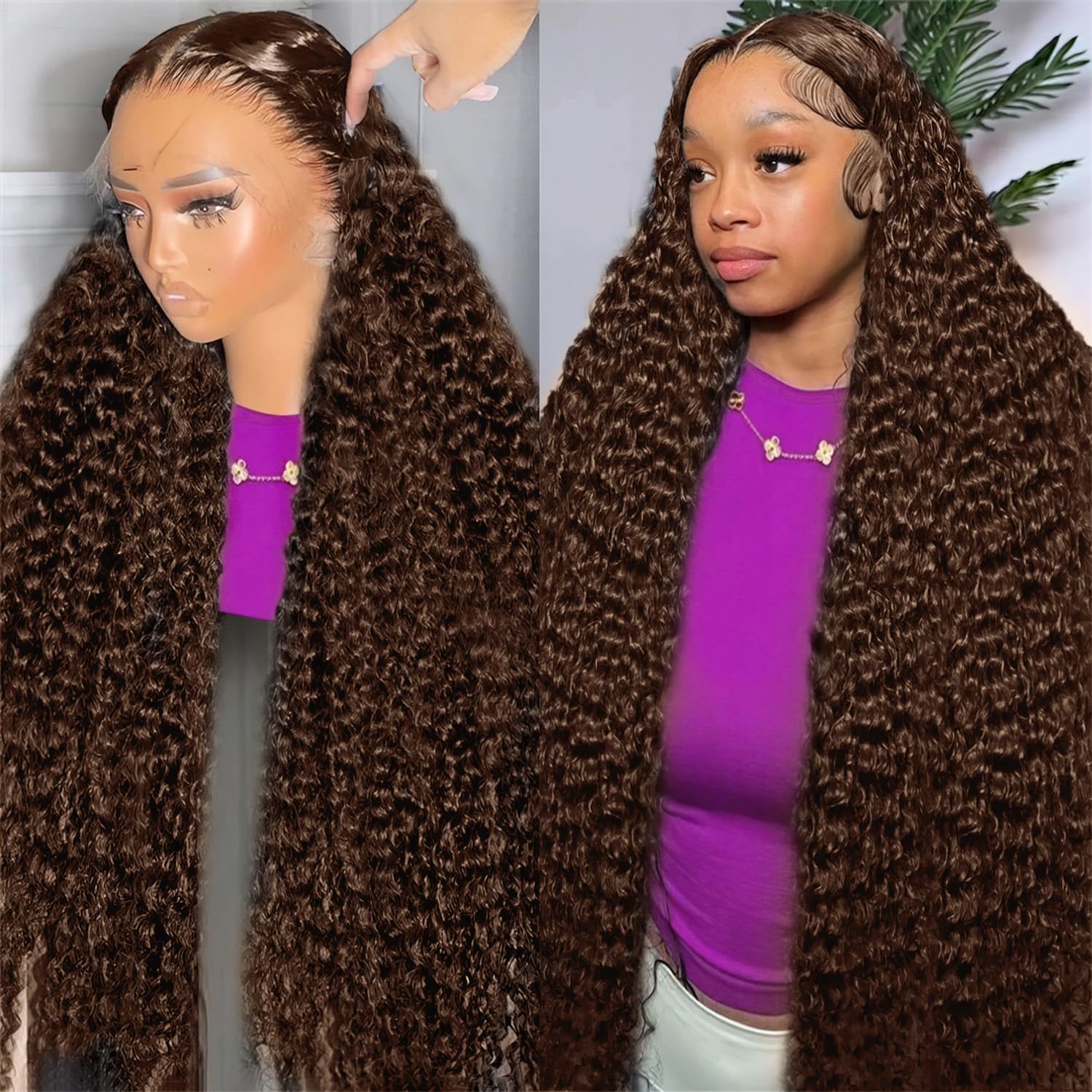 Chocolate Brown 13x6 Deep Wave Lace Front Wig for Women
