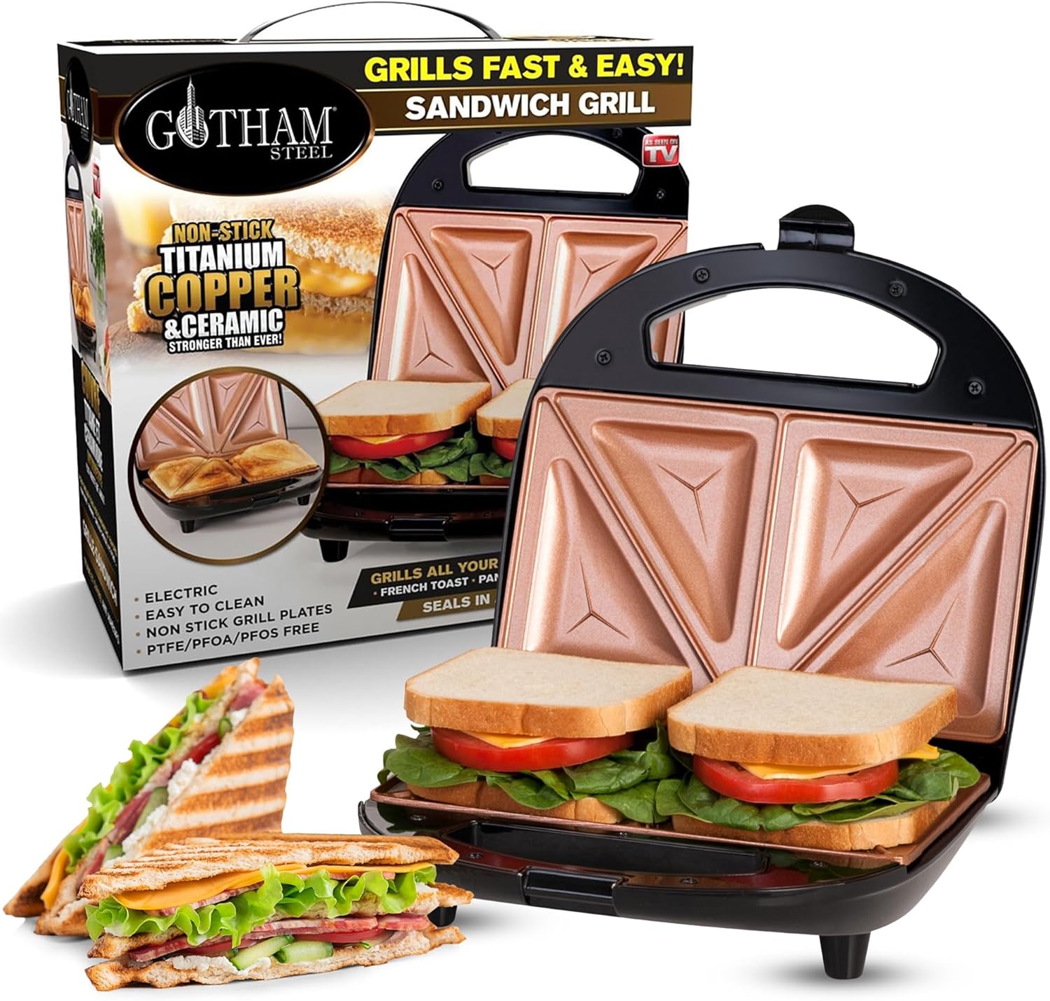 Gotham Steel 2in1 Panini Press: Easy Grilled Cheese