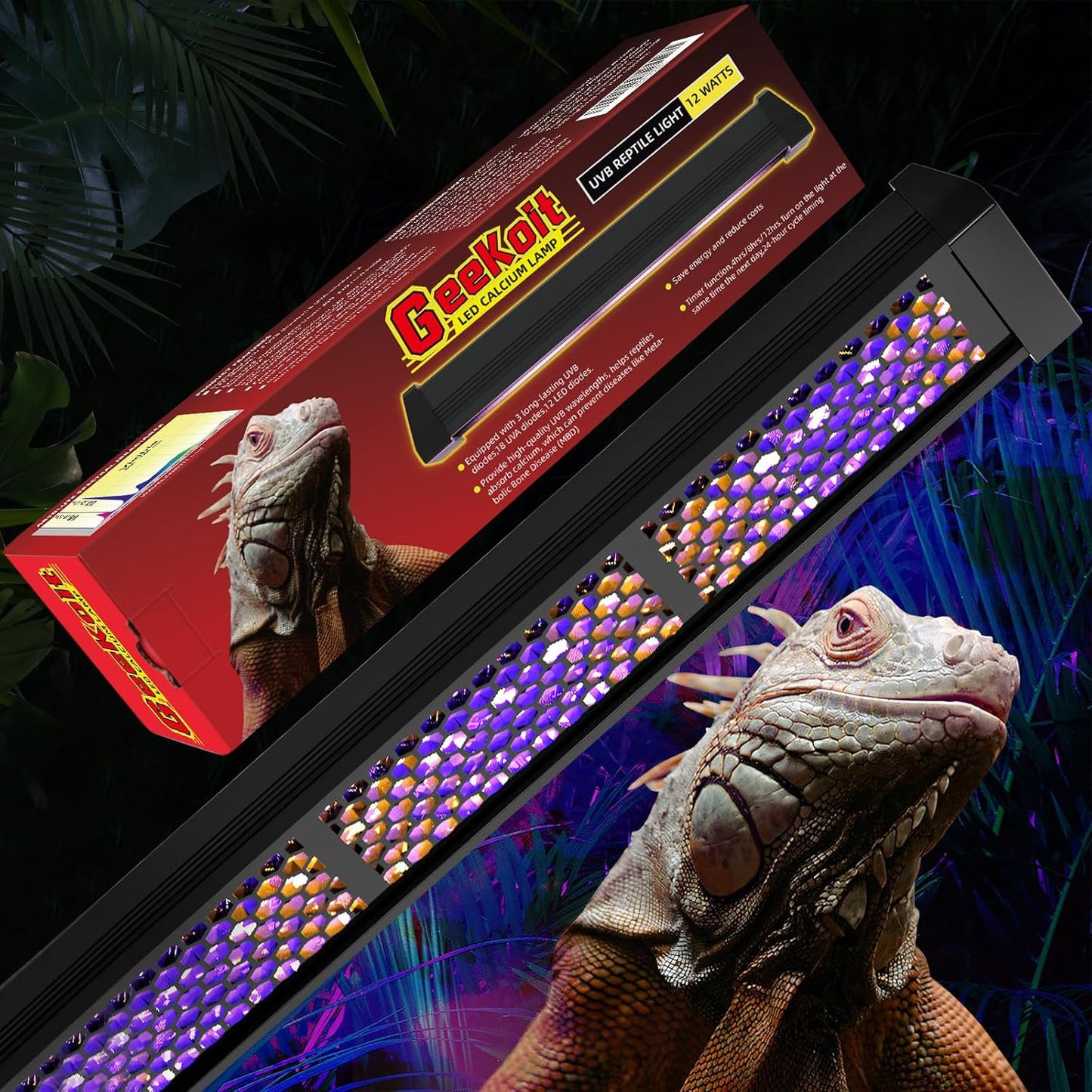 12-Inch UVB Reptile Light with Timer and Adjustable Brightness