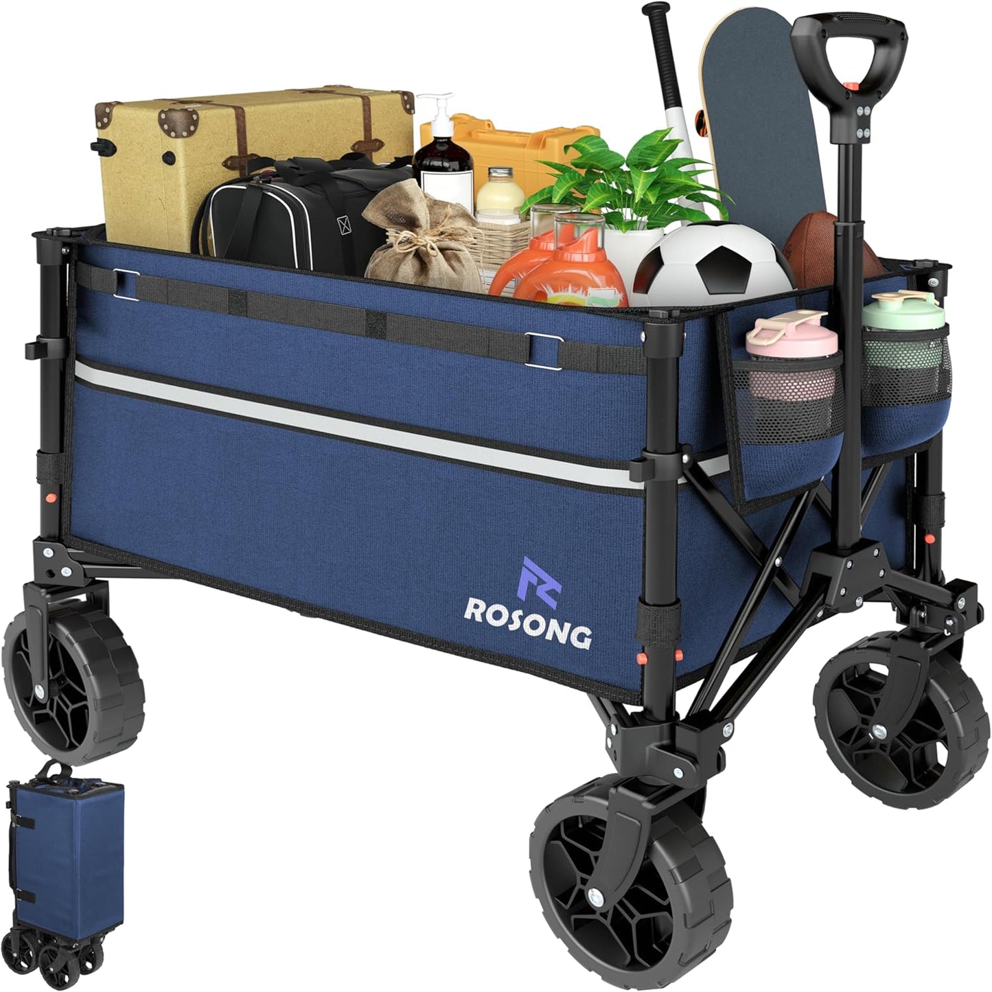 Collapsible Wagon Cart with Wheels for Grocery and Camping