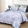 WONGS BEDDING Blue Quilt Set King Size - Lightweight Reversible