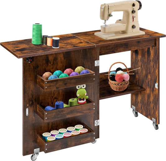 VIVOHOME Foldable Sewing Table - Compact Storage & Lift