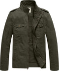WenVen Men's Casual Washed Cotton Military Jacket - Autumn Commuter