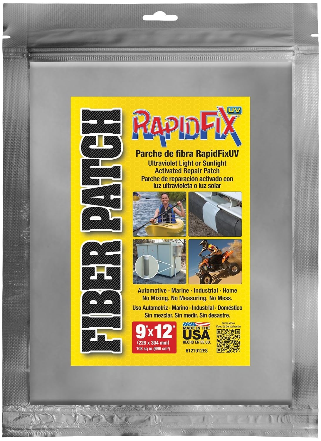 RapidFix UV Fiber Repair Patch for Durable Repairs 9x12 in