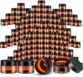 Satinior 100 Pcs 1 oz Amber Plastic Jars with Lids - Travel Ready