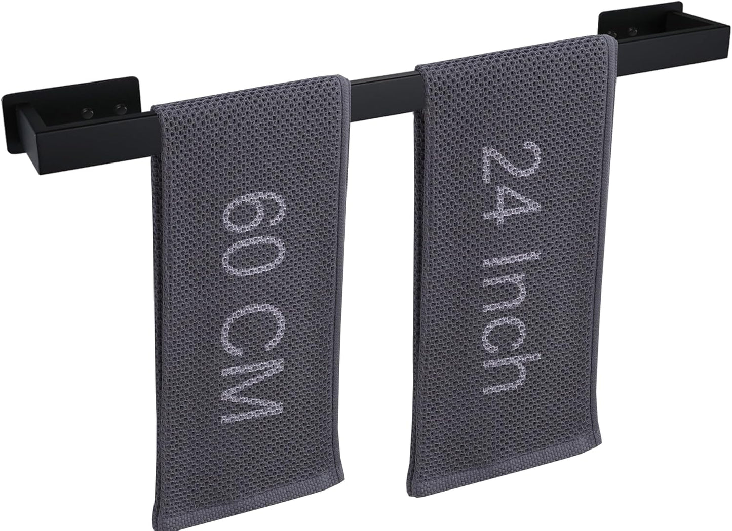 LANC Matte Black 24-Inch Bath Towel Rack for Easy Installation