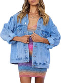 Justalwart Oversized Denim Jacket for Women - Classic Layering Piece