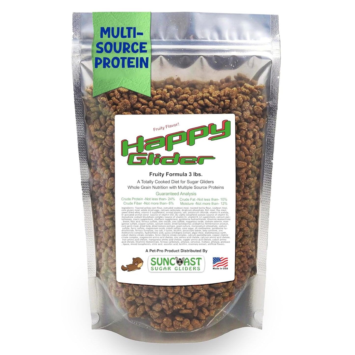Happy Glider Sugar Glider Food - Premium Fruity Flavor 3 lbs