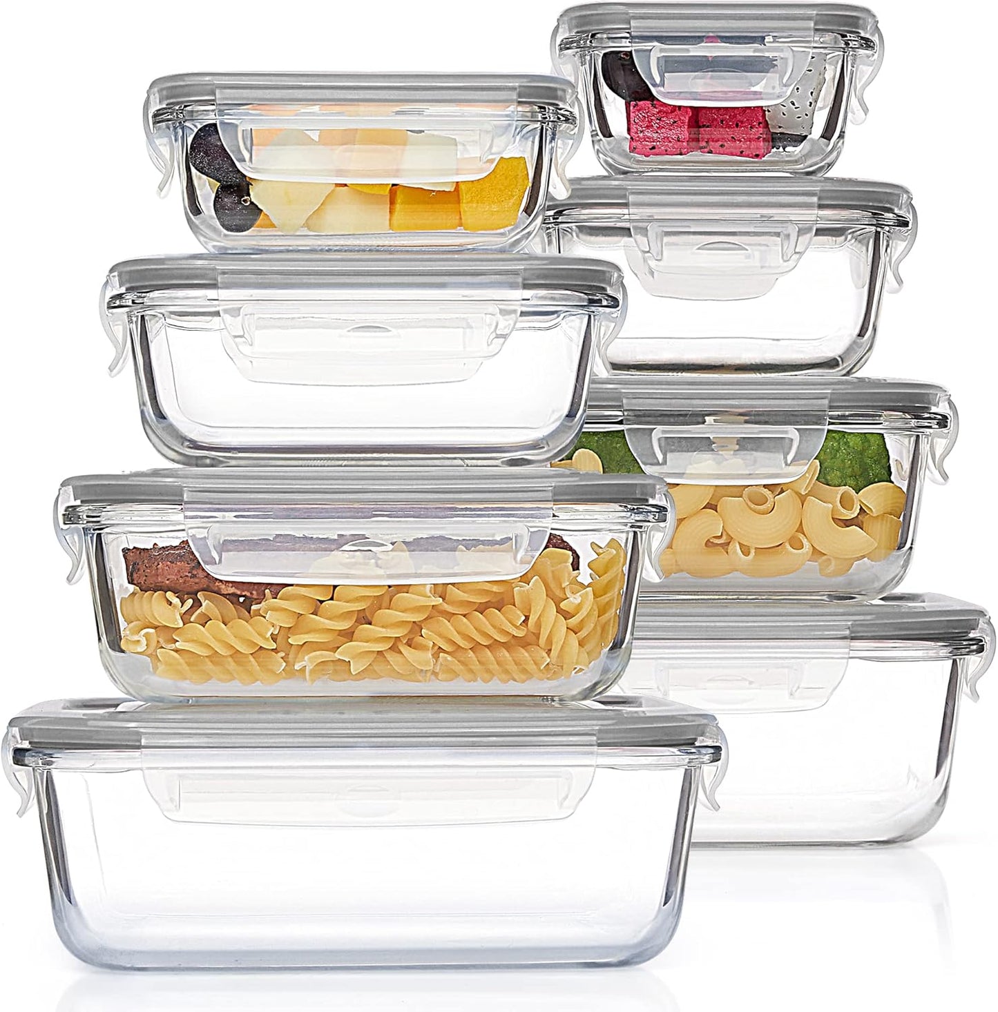 Vtopmart 8 Pack Glass Food Storage Containers for Meal Prep