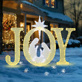 49Inch Large Outdoor Christmas JOY Light Sign - Nativity LED Yard