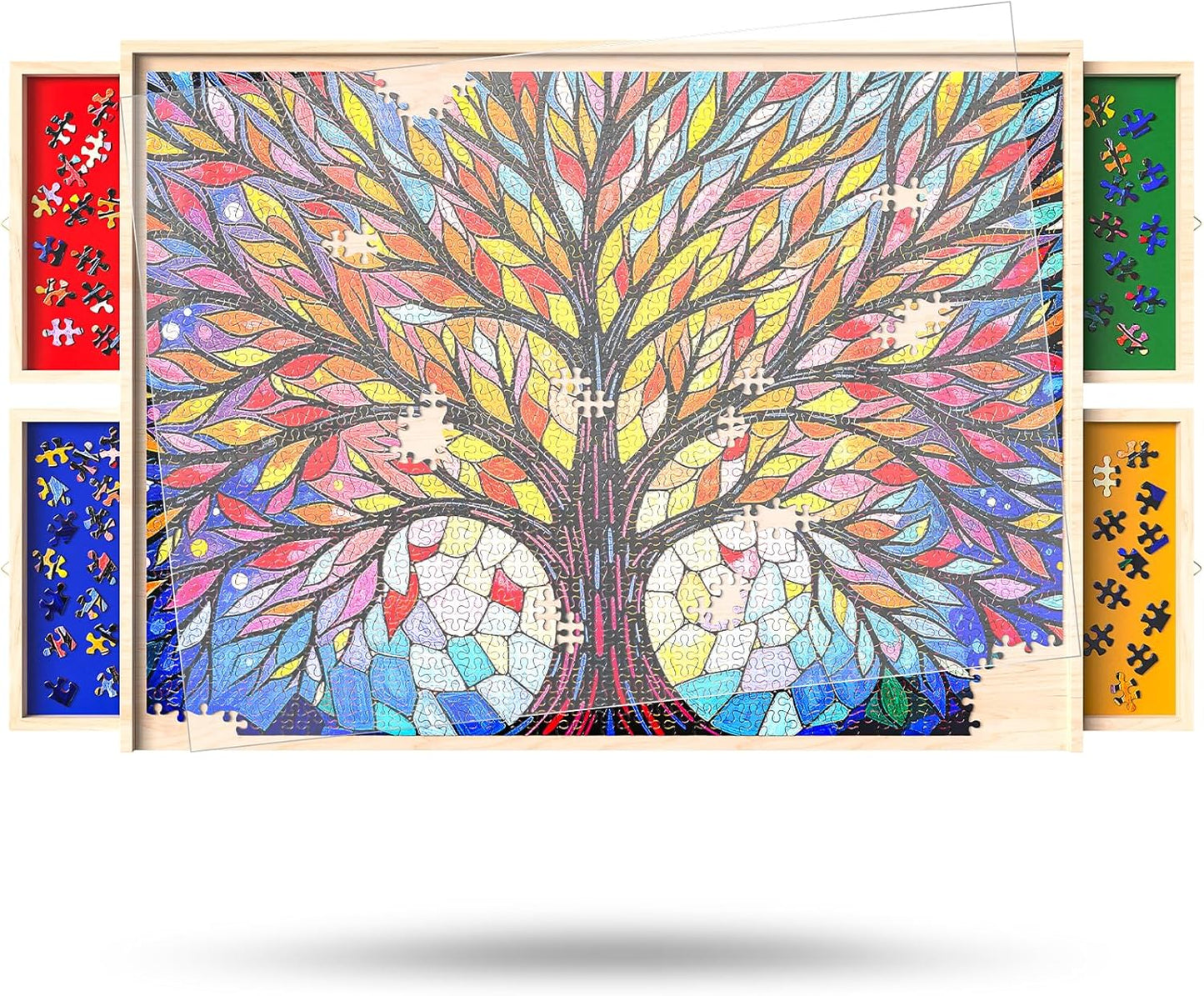 Puzzle Board with Drawers and Cover for 1000 Pieces Fun