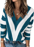PRETTYGARDEN Striped V Neck Sweater for Women - Lightweight Fall Layer